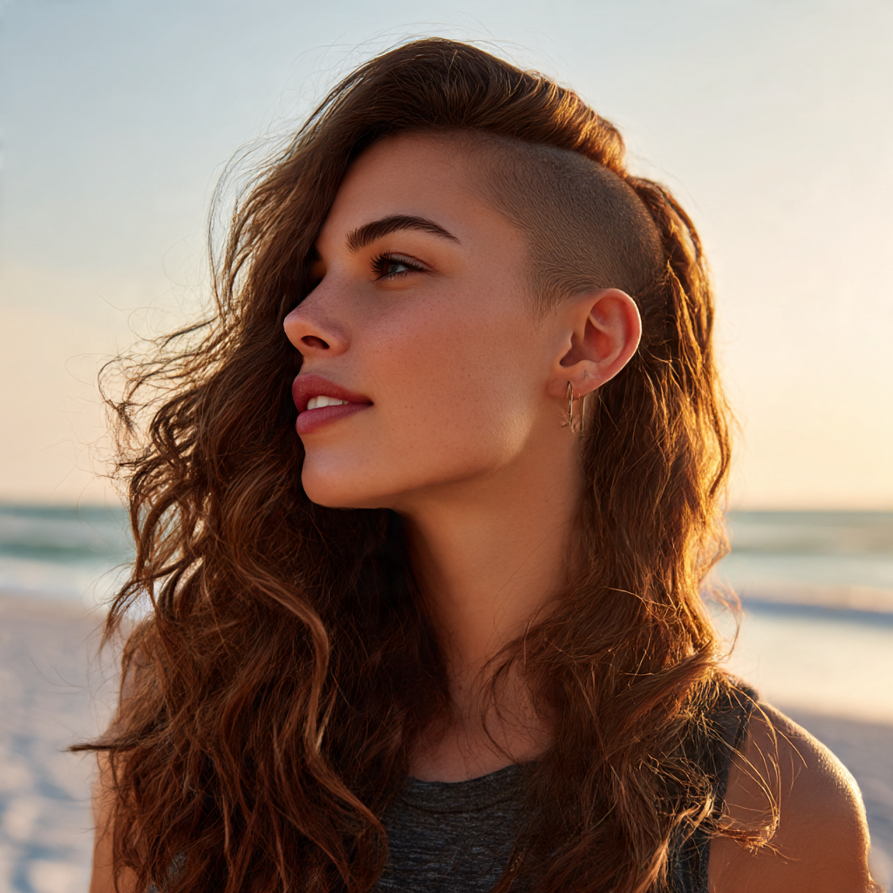 20 Stunning Side Shaved Hairstyles Ideas You’ll Love 16 a natural outdoor portrait of a confident