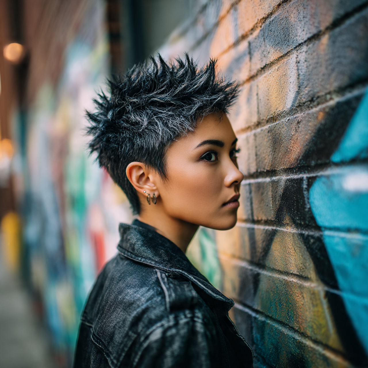 a person with a short spiky crop