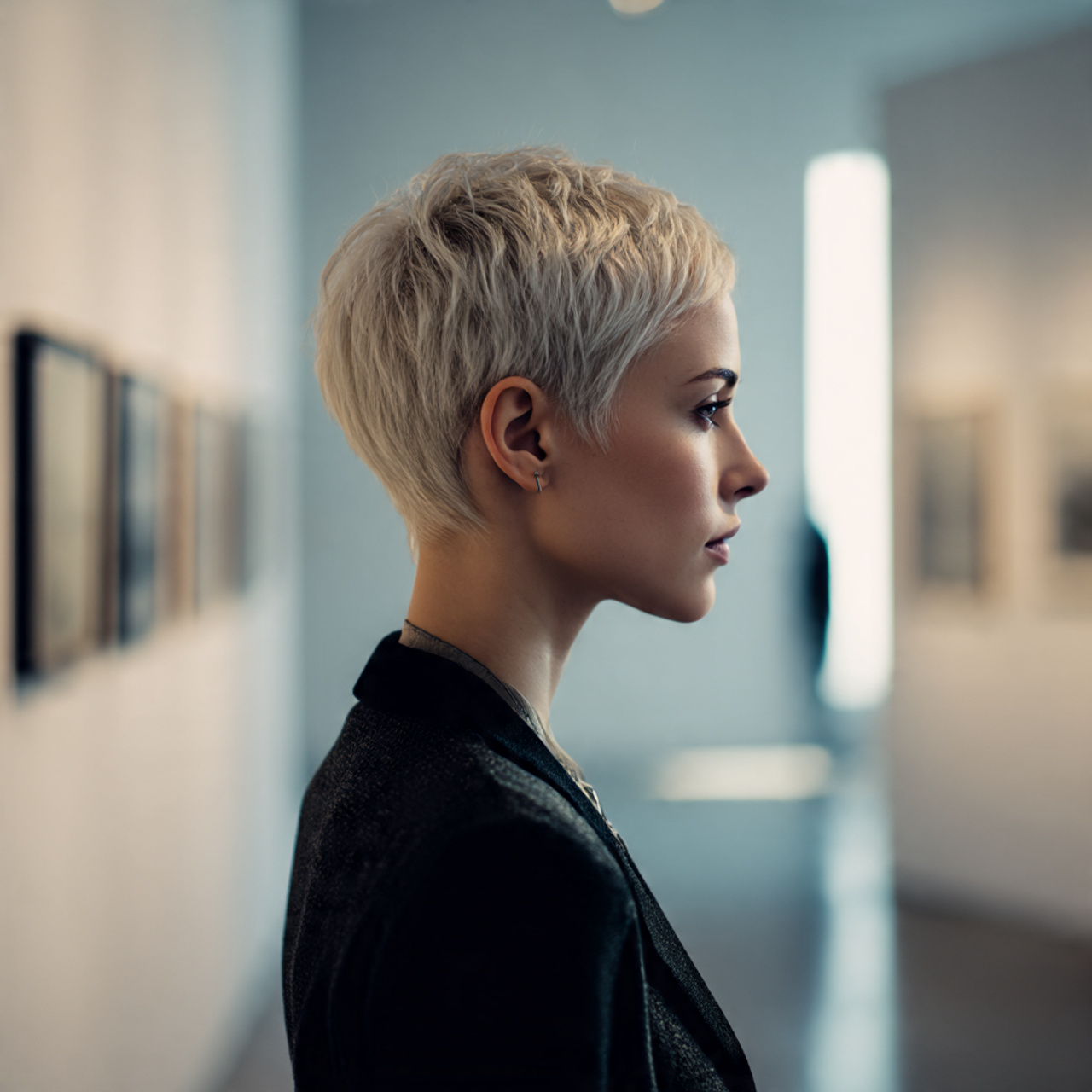 a person with edgy short haircuts featuring