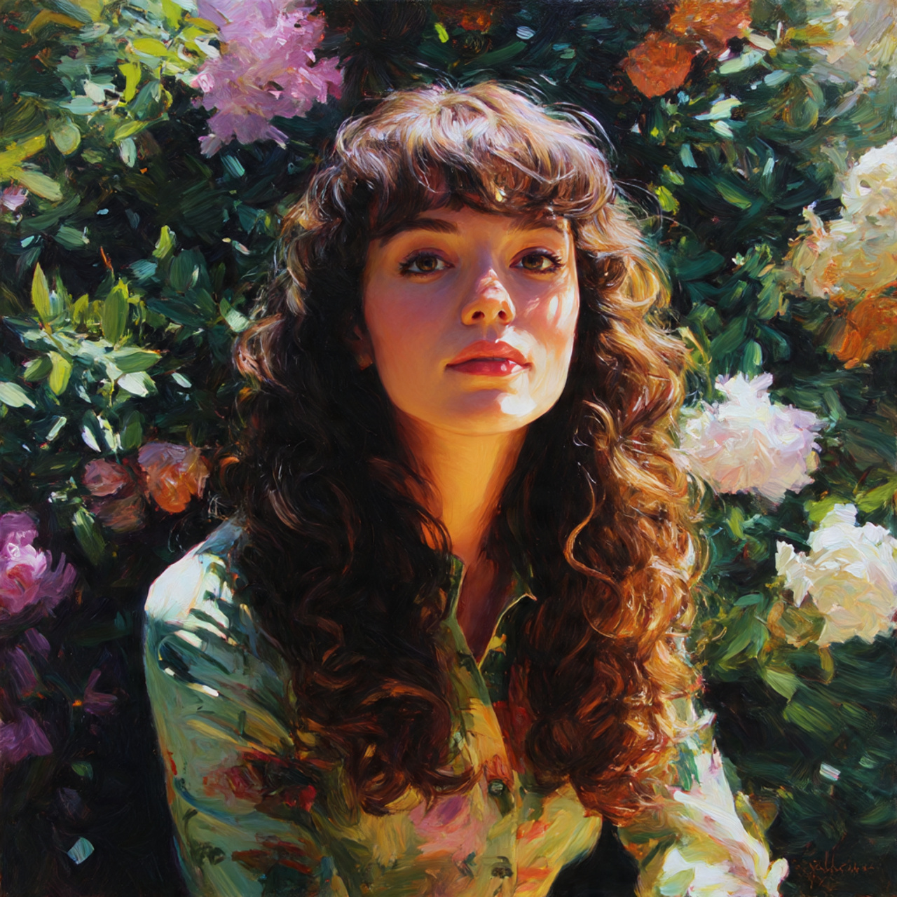 a portrait of a woman with long 1 1