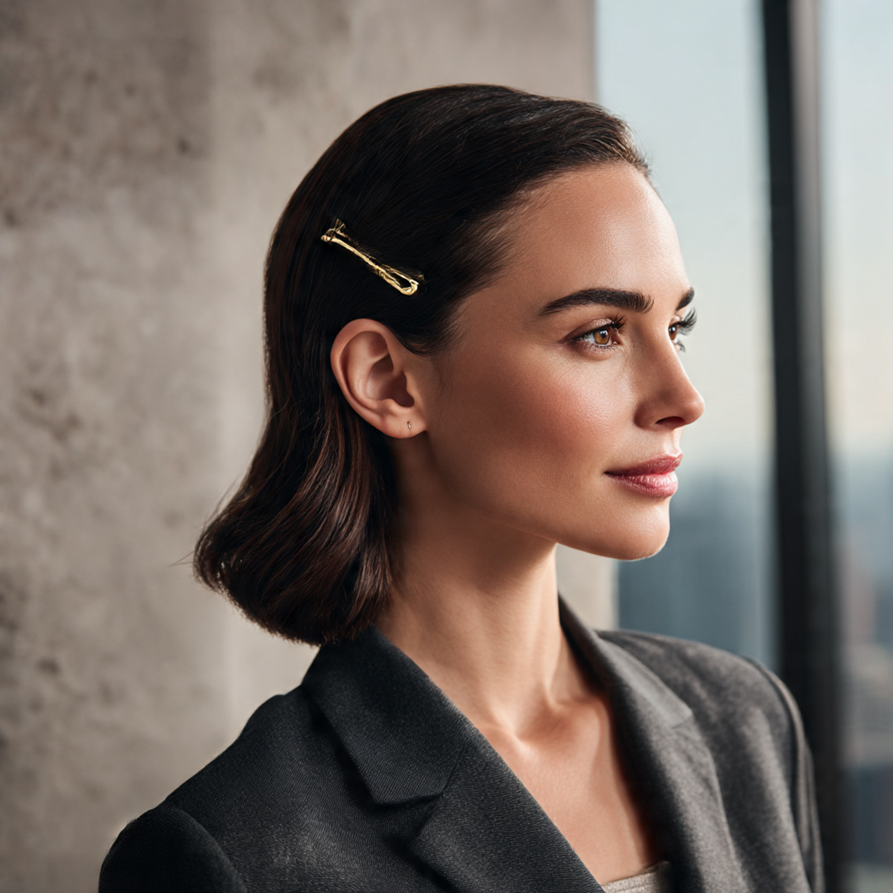 a professional woman showcasing business casual hairstyles