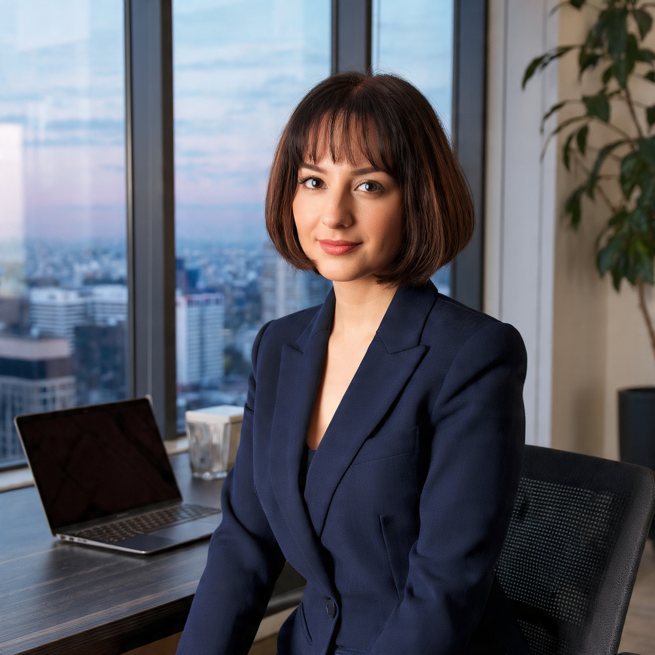 a professional woman with a polished low maintenance