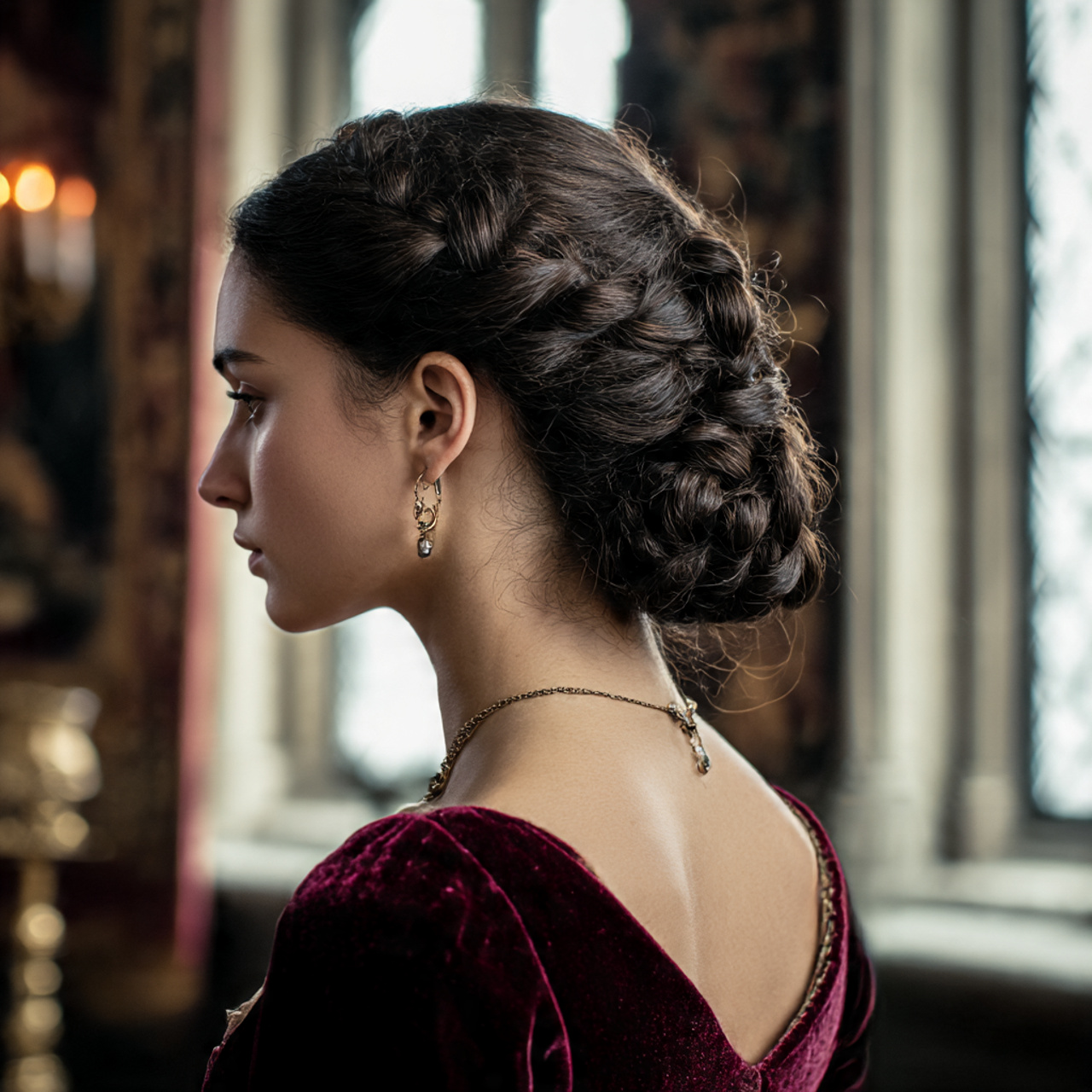 27 Perfect Medieval Princesses Hairstyles Ideas for Elegant Styling 22 a real human woman with dark brown