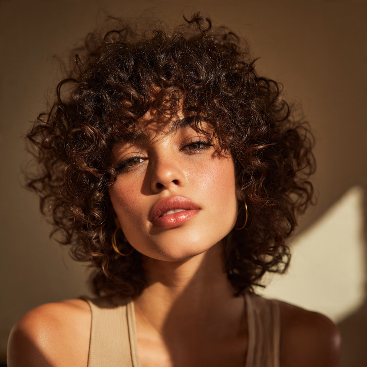 a real woman with short voluminous natural