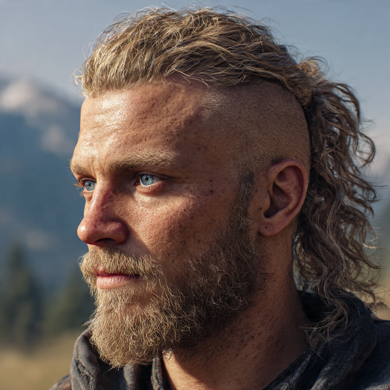 a realistic close up of a masculine man