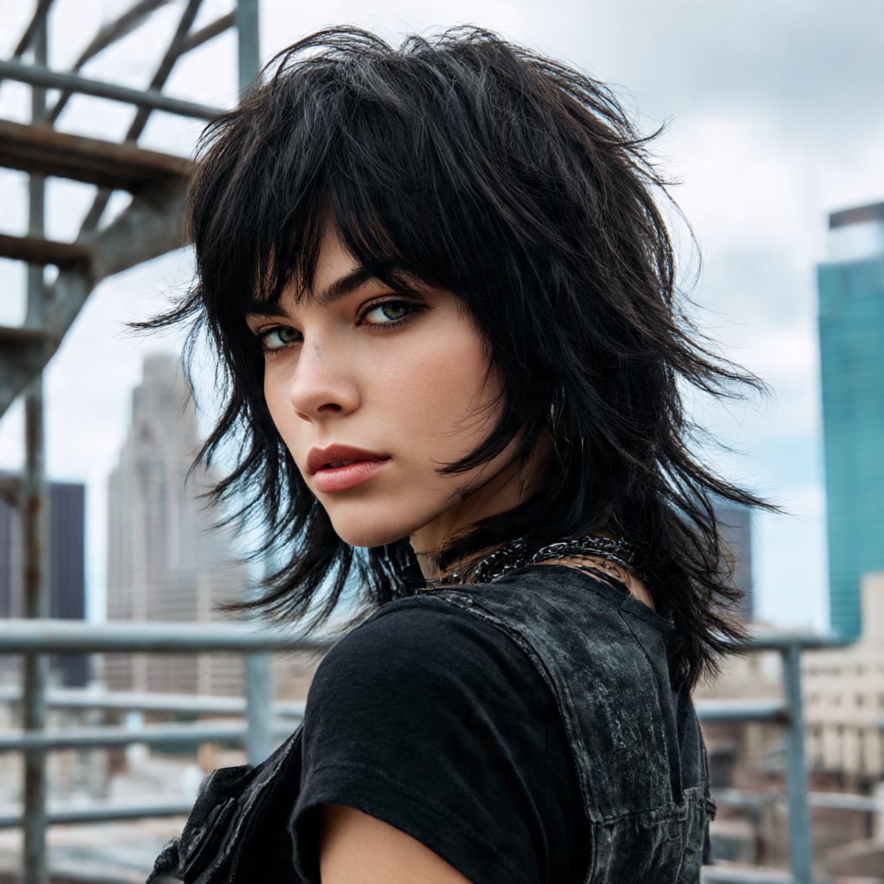 a realistic dynamic portrait of a woman