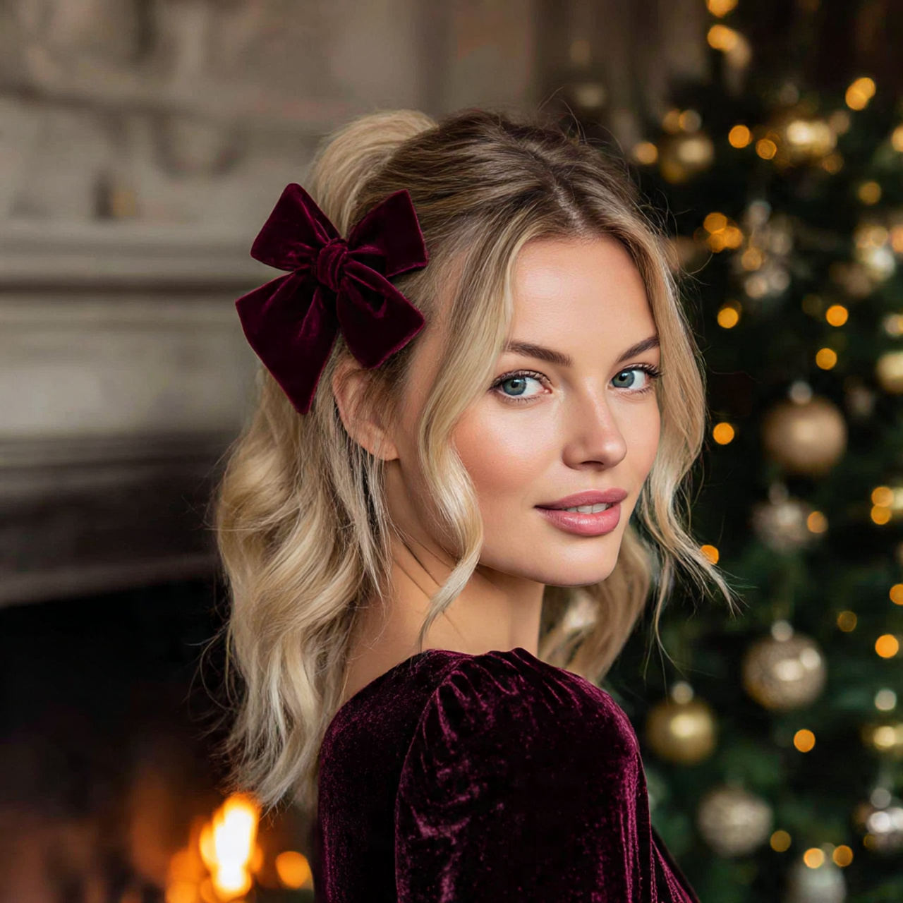 Gorgeous 25 Christmas Hairstyles Ideas for Every Holiday Event 2 a realistic image of a blonde woman