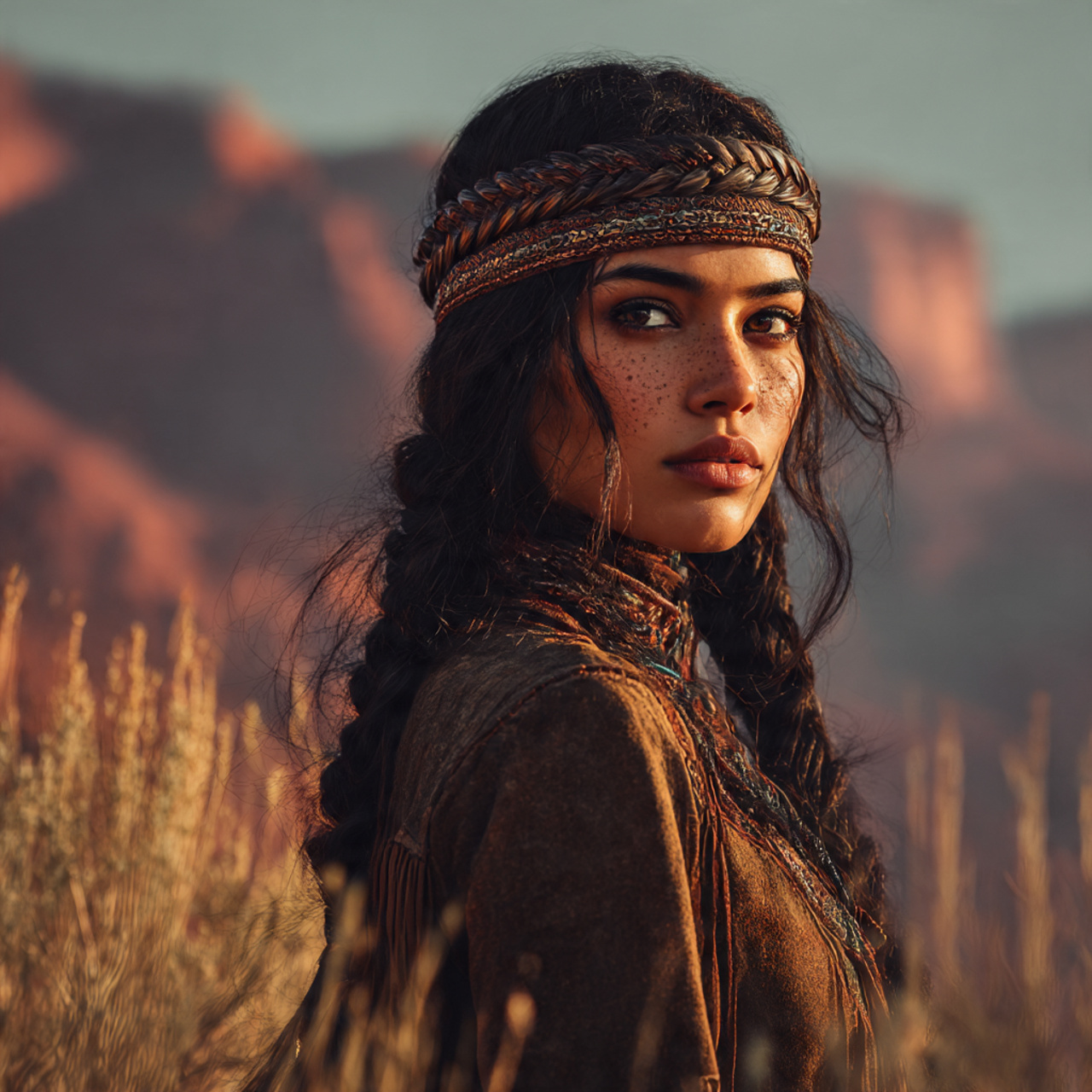 27 Modern Cowgirl Hairstyles Ideas for an Inspiring Western Vibe 8 a realistic image of a dark haired native