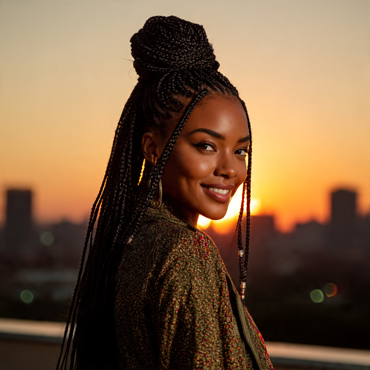 a realistic image of a stylish african