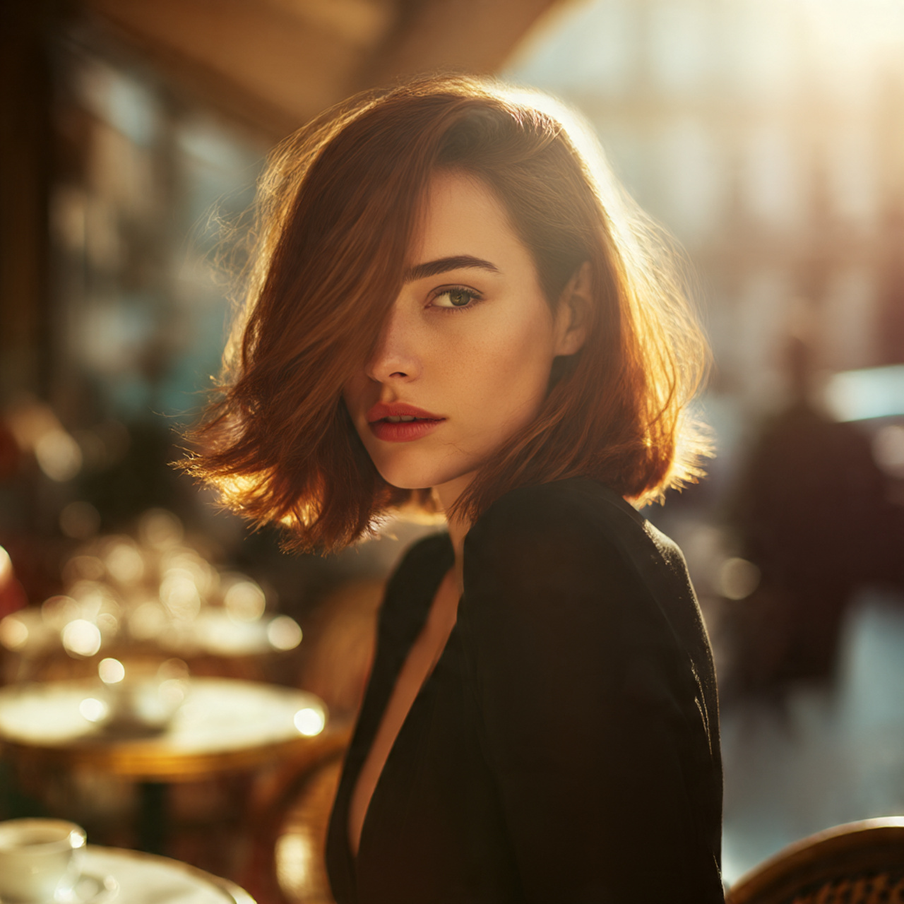 a realistic image of a woman with 1