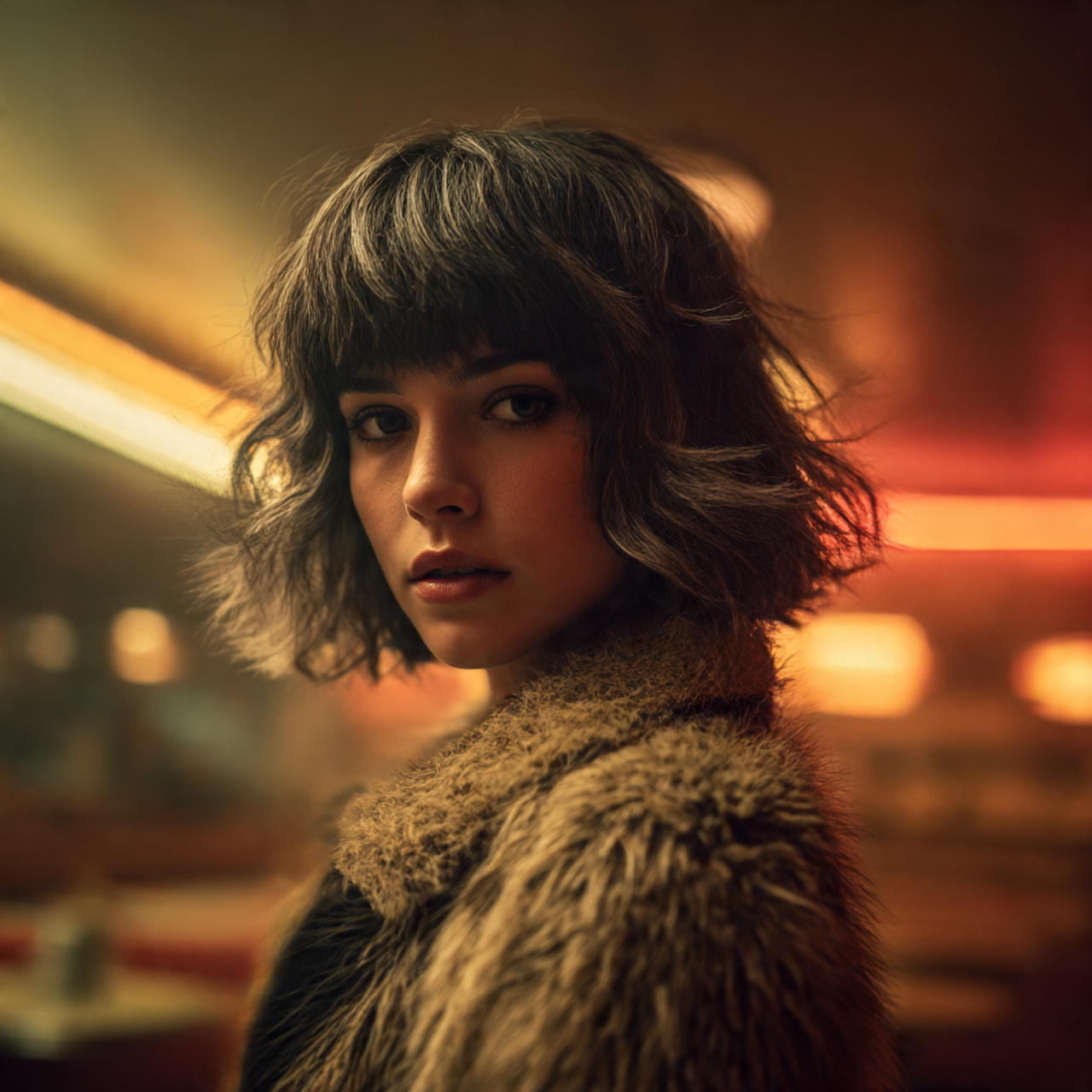 a realistic mid length shot of a woman