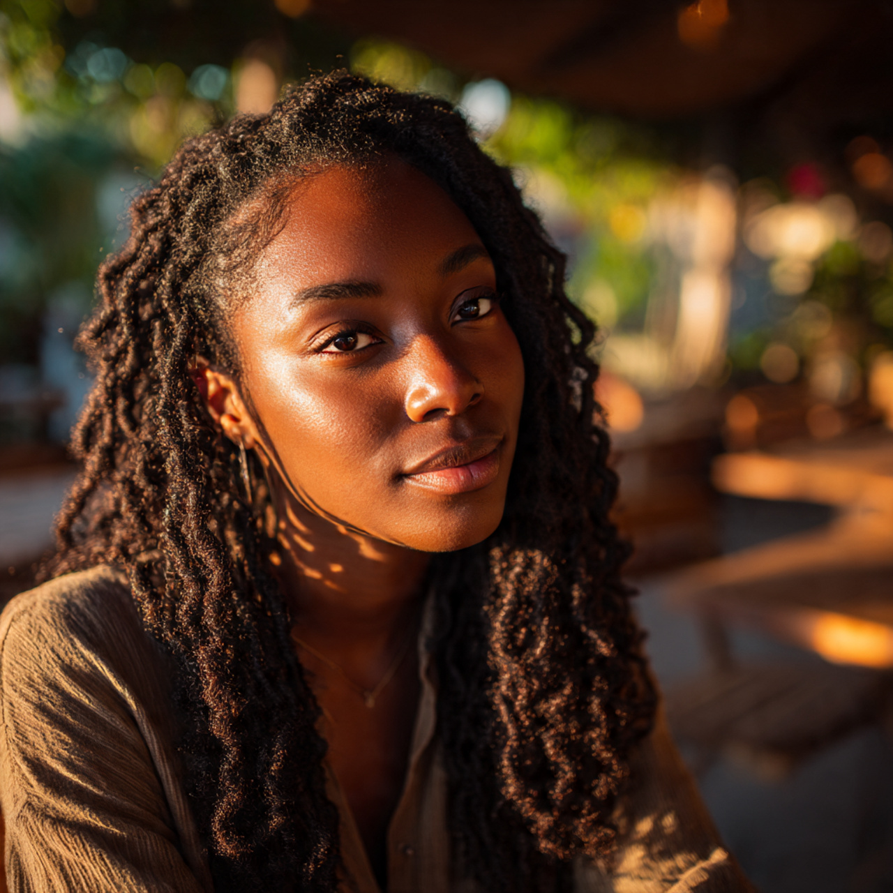 a realistic portrait of a beautiful dark skinned