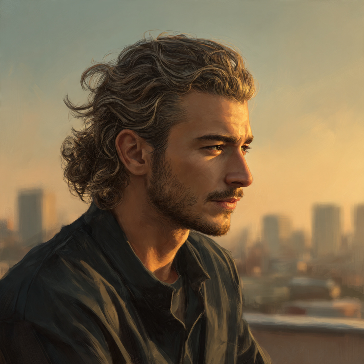 a realistic portrait of a man with 1