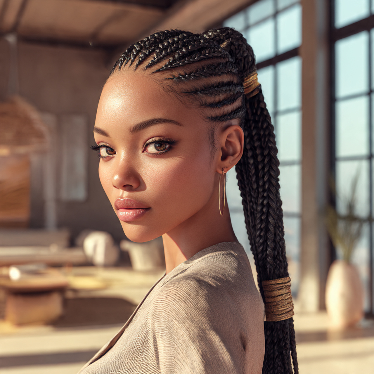 a realistic portrait of a self assured african