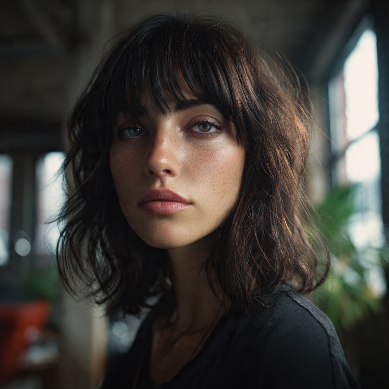 a realistic portrait of a woman featuring