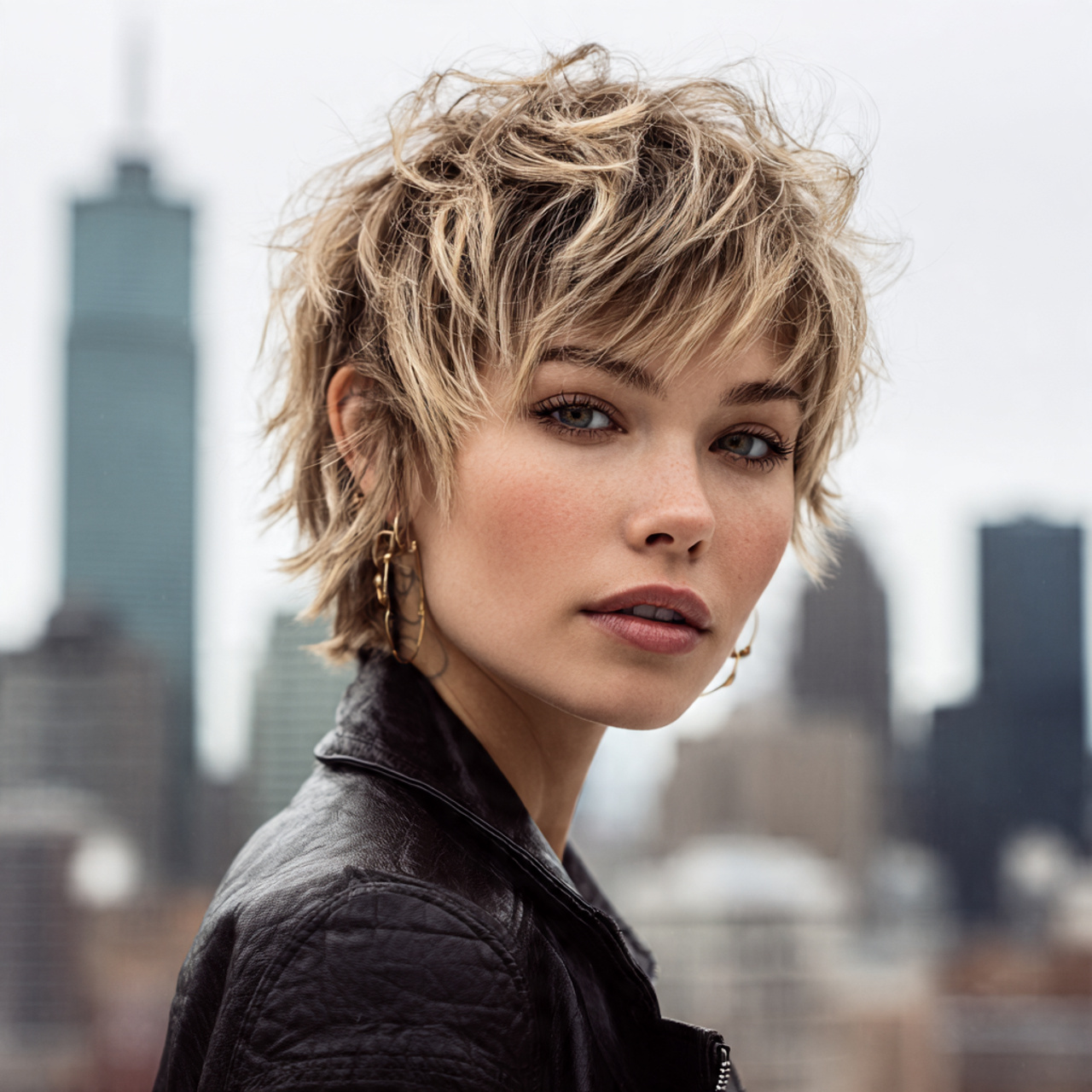 a realistic portrait of a woman with 19