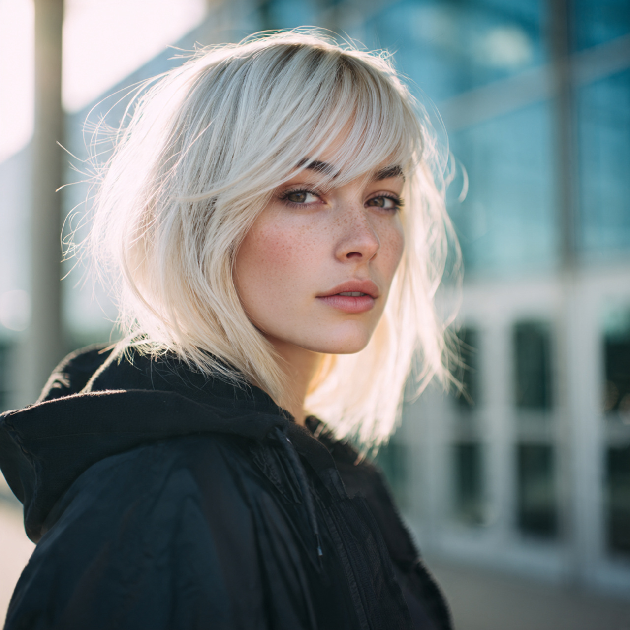 a realistic portrait of a woman with 2 3