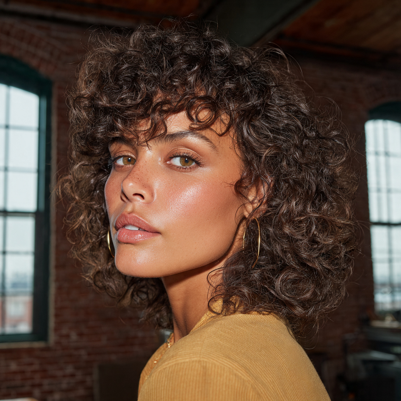 a realistic portrait of a woman with 3 2