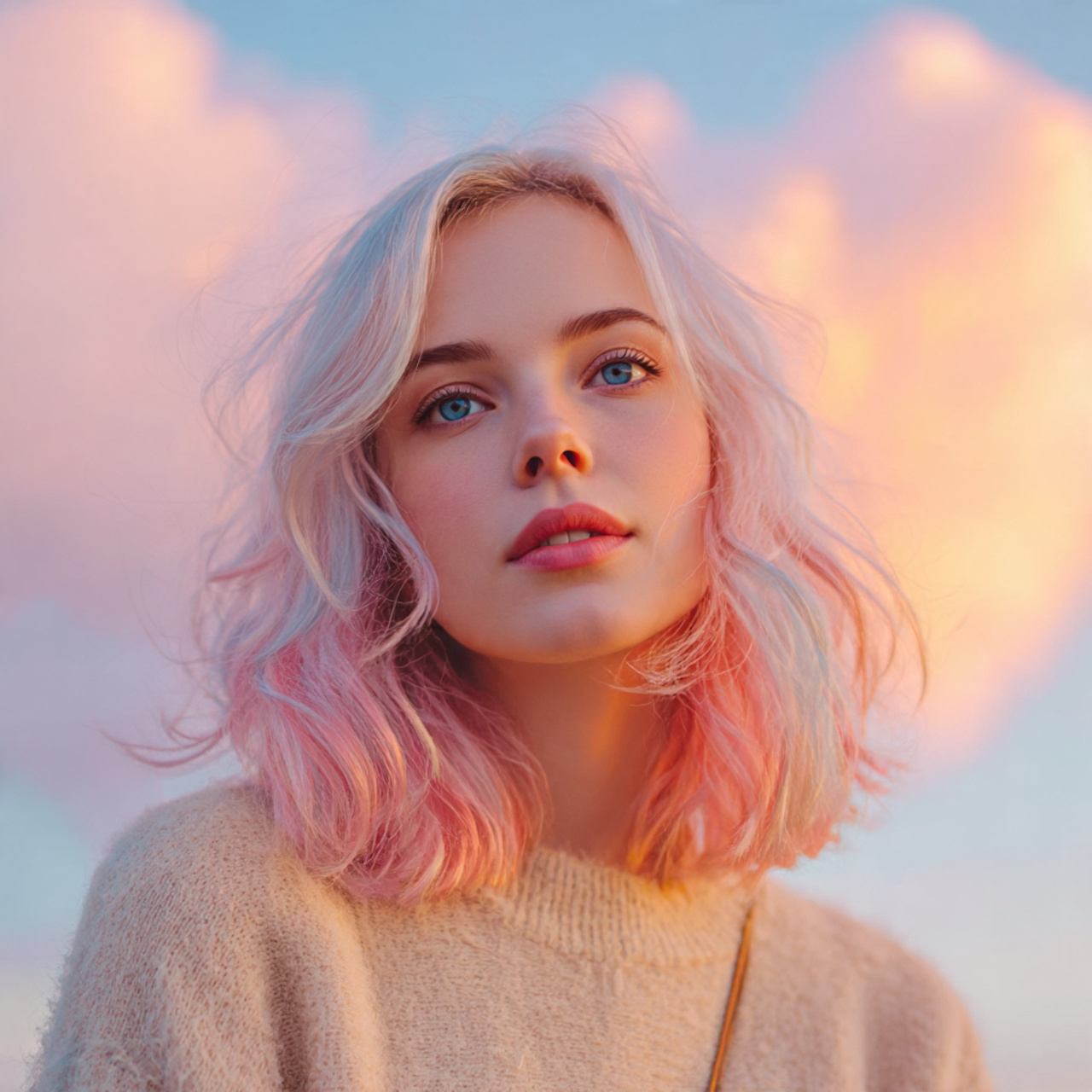 a realistic portrait of a woman with 8