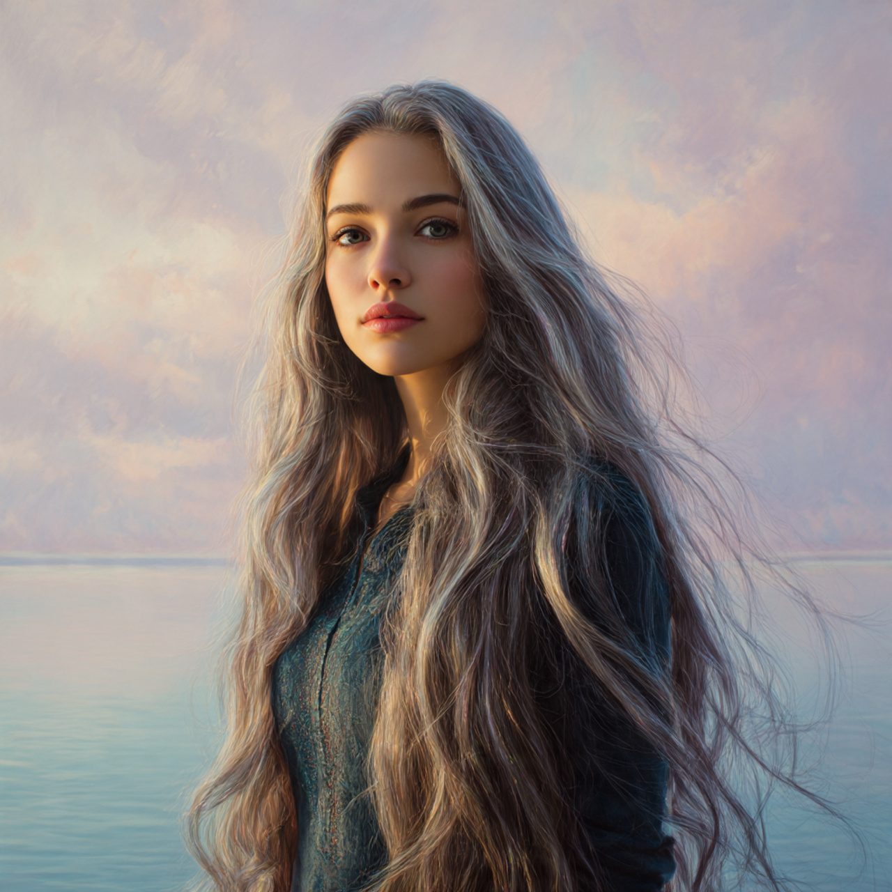 20 Silver Highlights Ideas for a Stunning New Look 6 a realistic portrait of a young woman 4