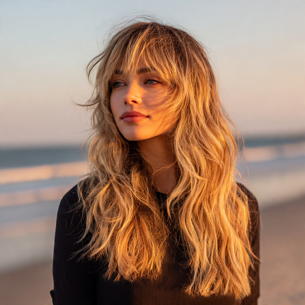 a realistic scene of a woman with 1