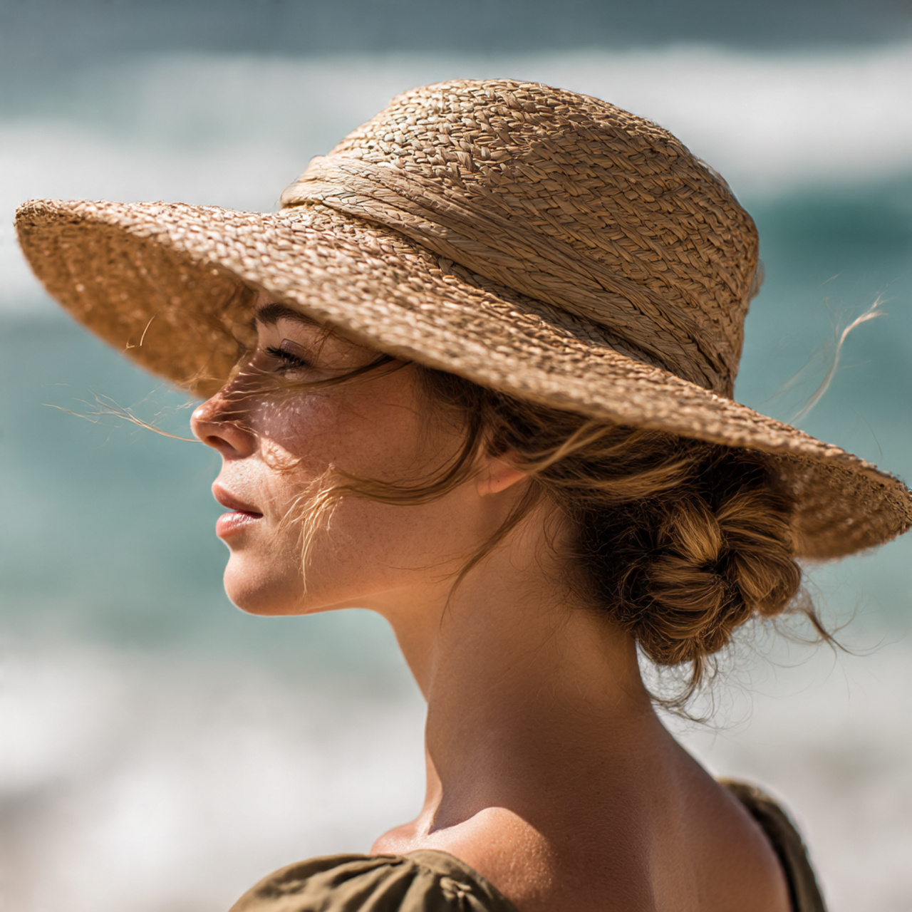 a serene beachside portrait of a woman 1
