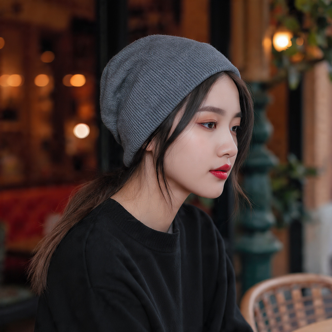 a serene outdoor caf setting with a