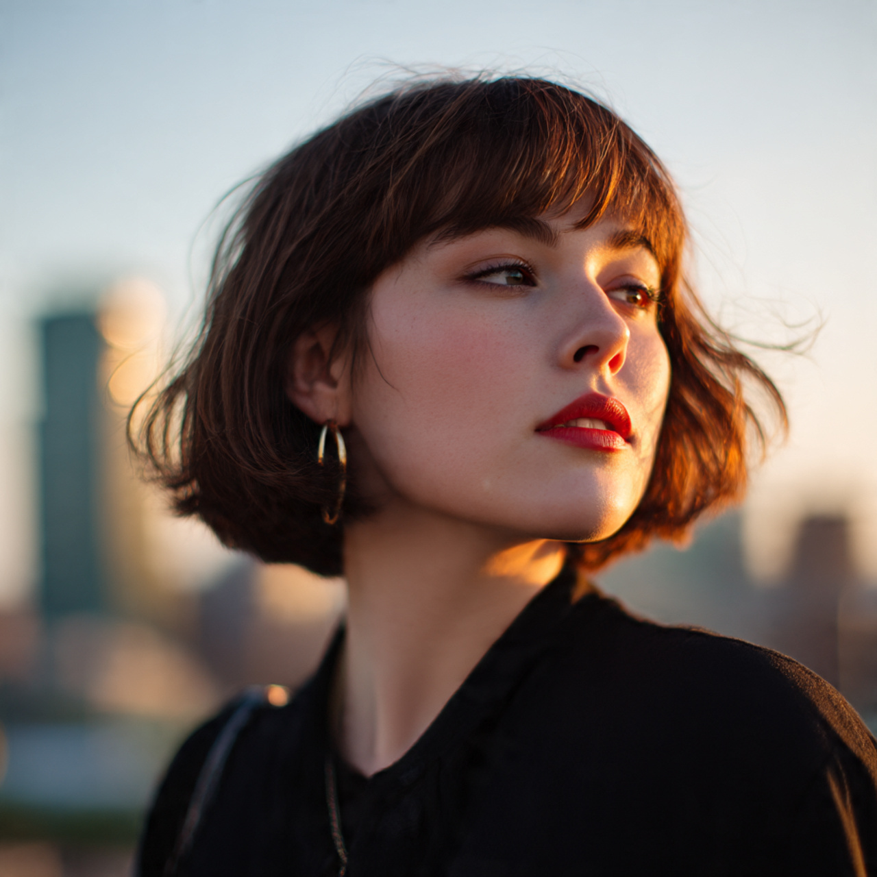 a sharp angled bob on a woman