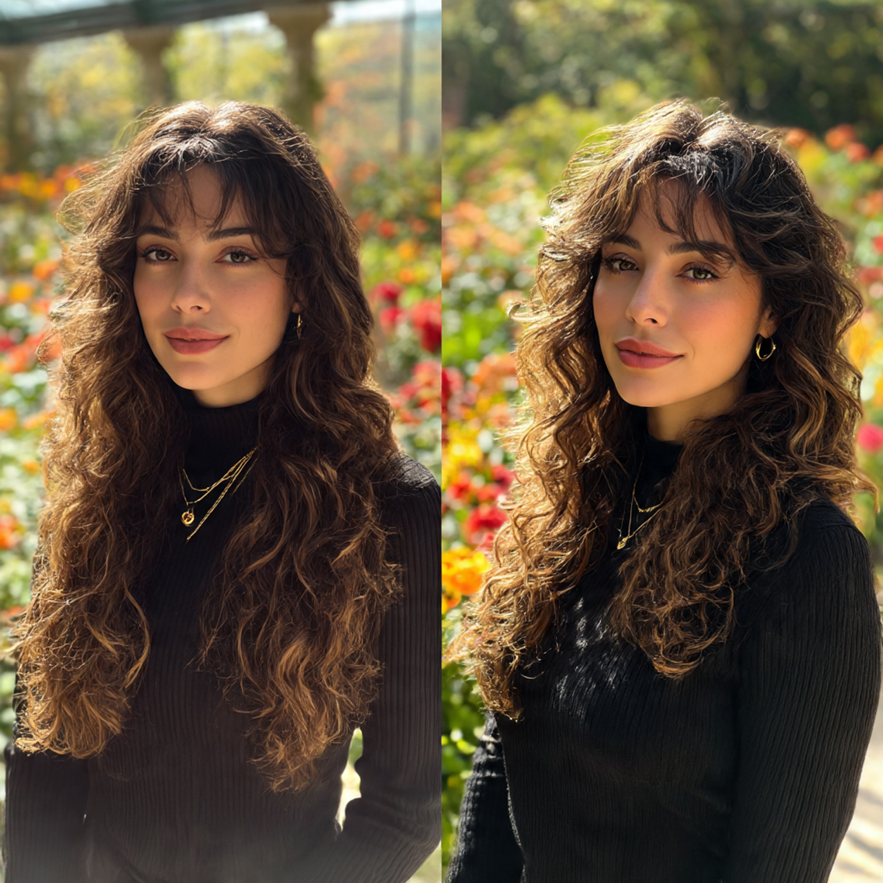 a side by side styled portrait of a woman 1