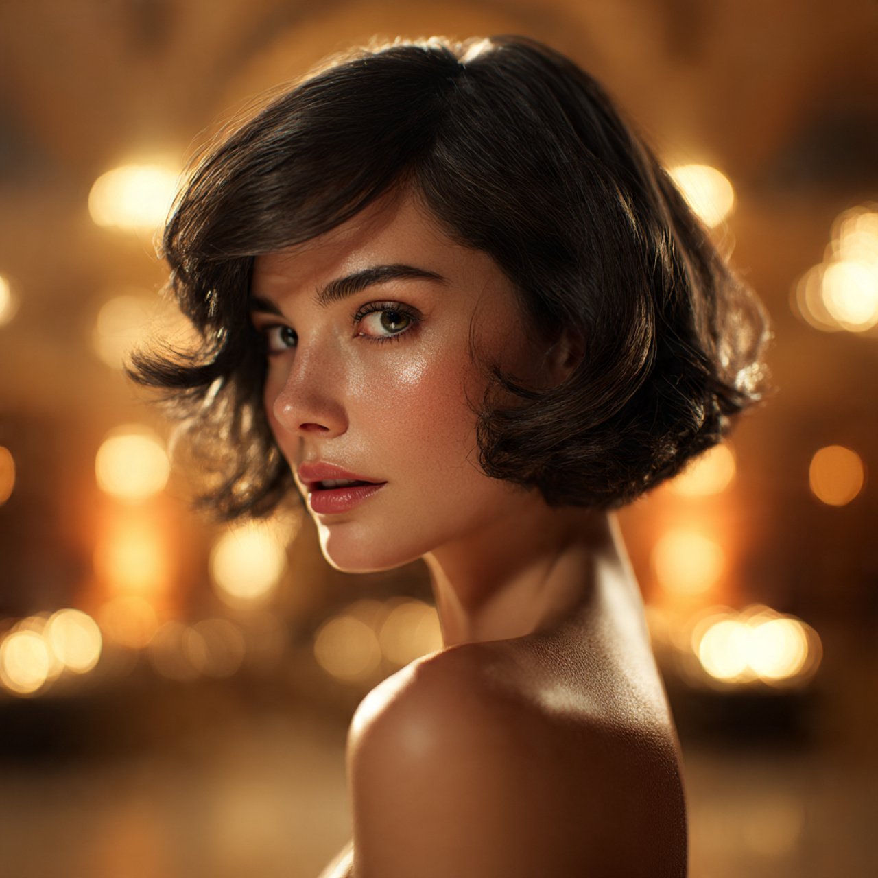 a single glamorous portrait of a woman