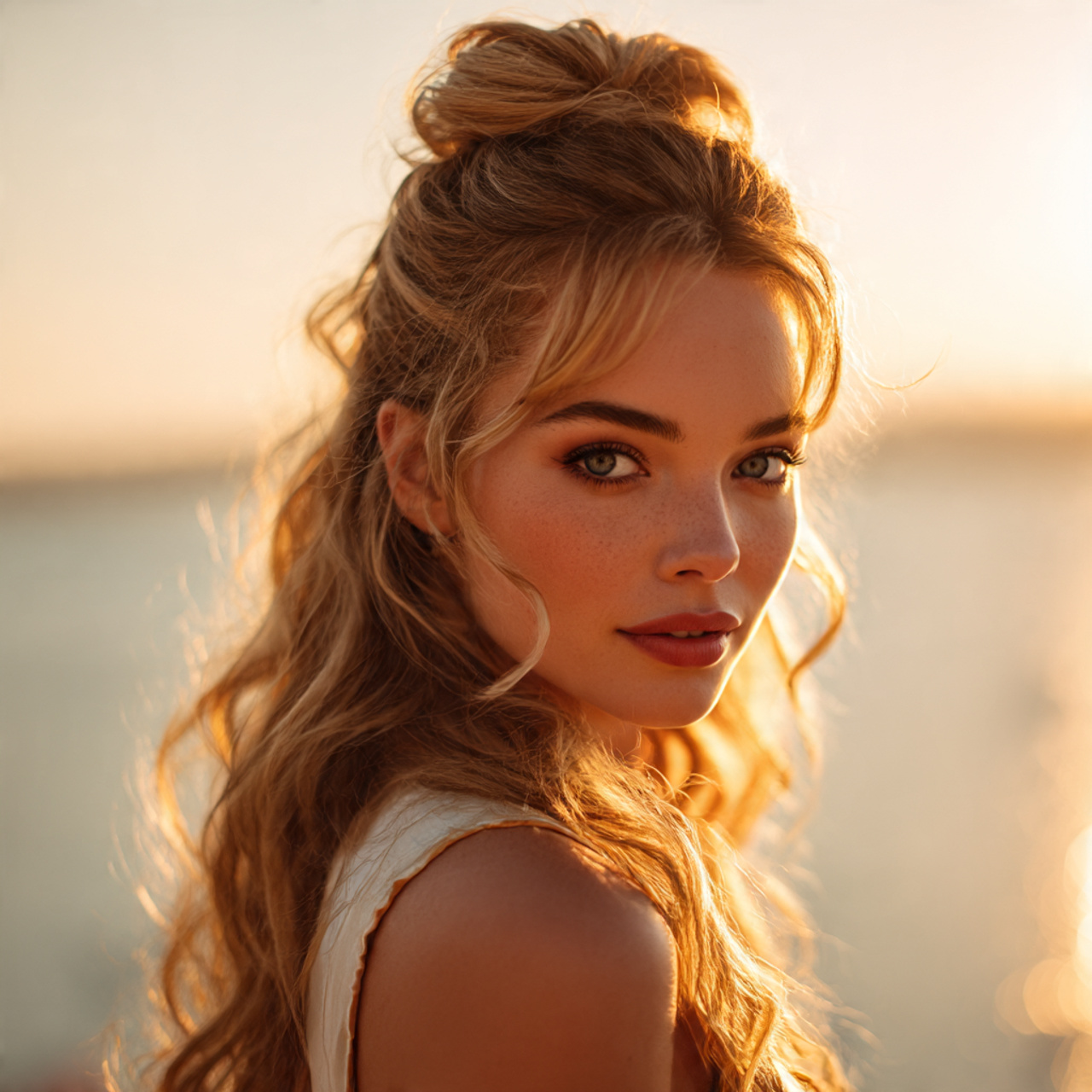 a single portrait of a woman wearing