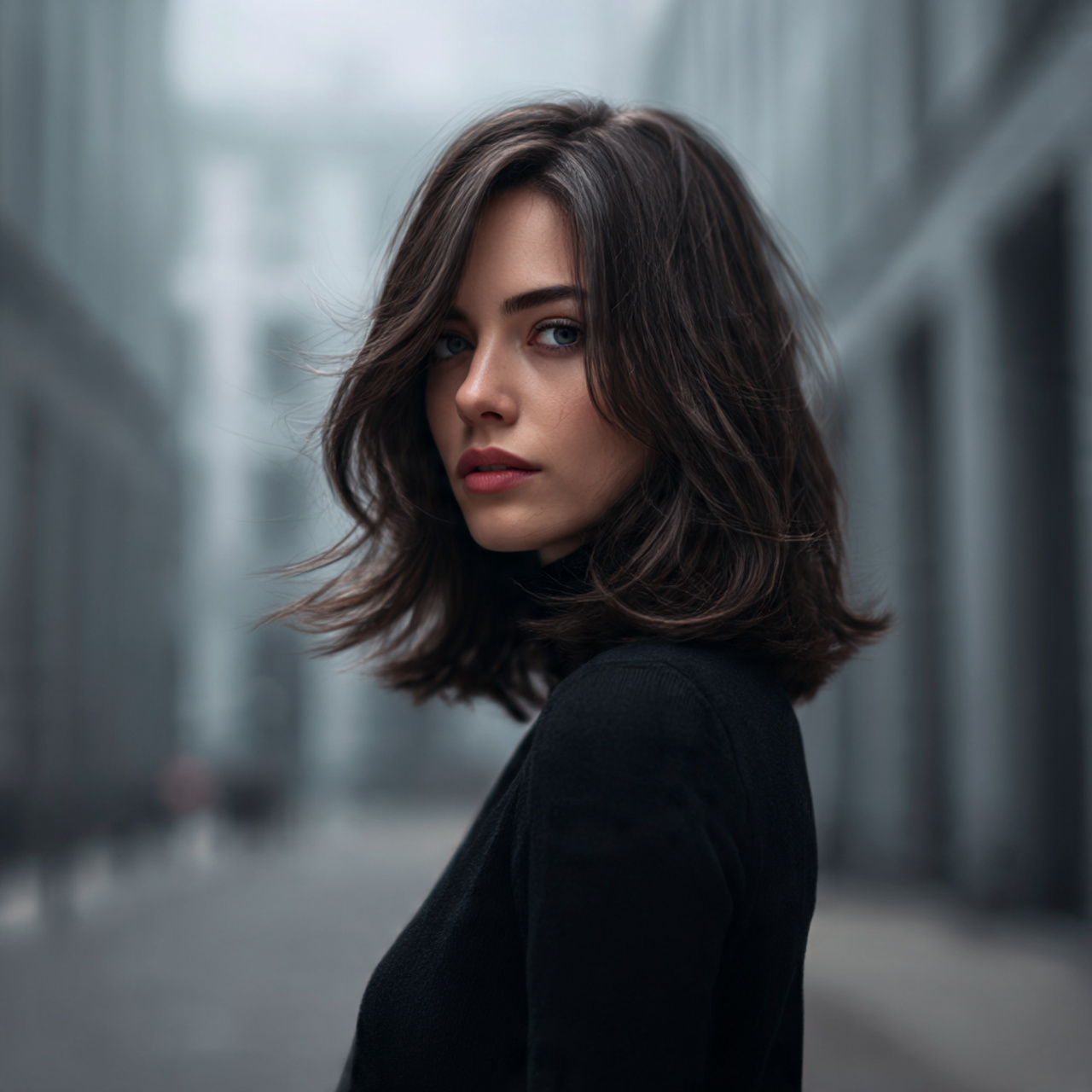 a sleek california brunette woman with cool