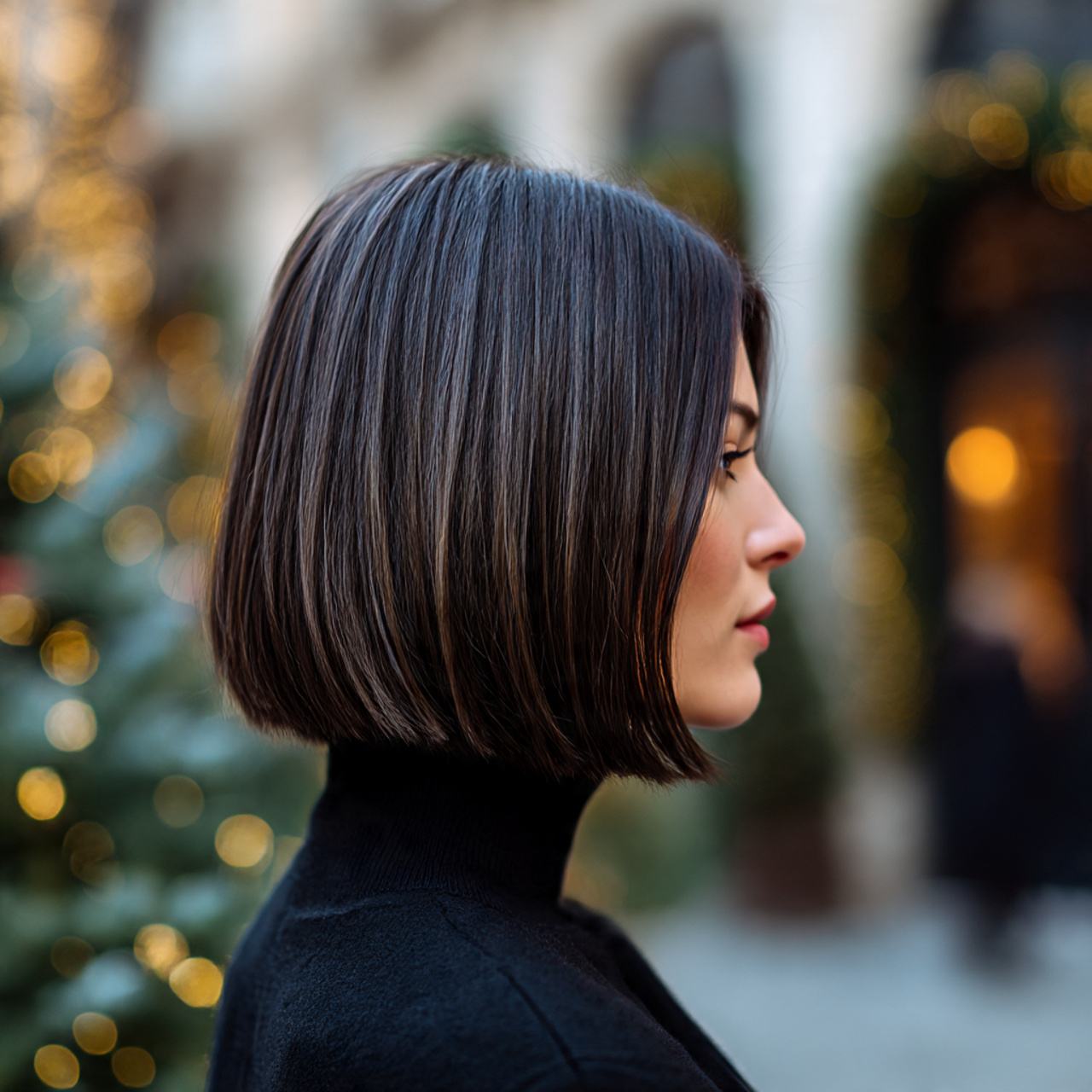 a sleek long bob with minimal styling