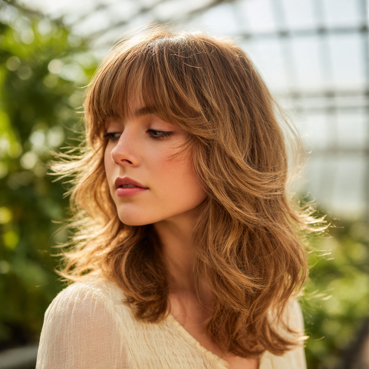 20 Wavy Wolf Cut with Bangs Ideas To Boost Self Confidence 3 a soft airy beauty portrait featuring a