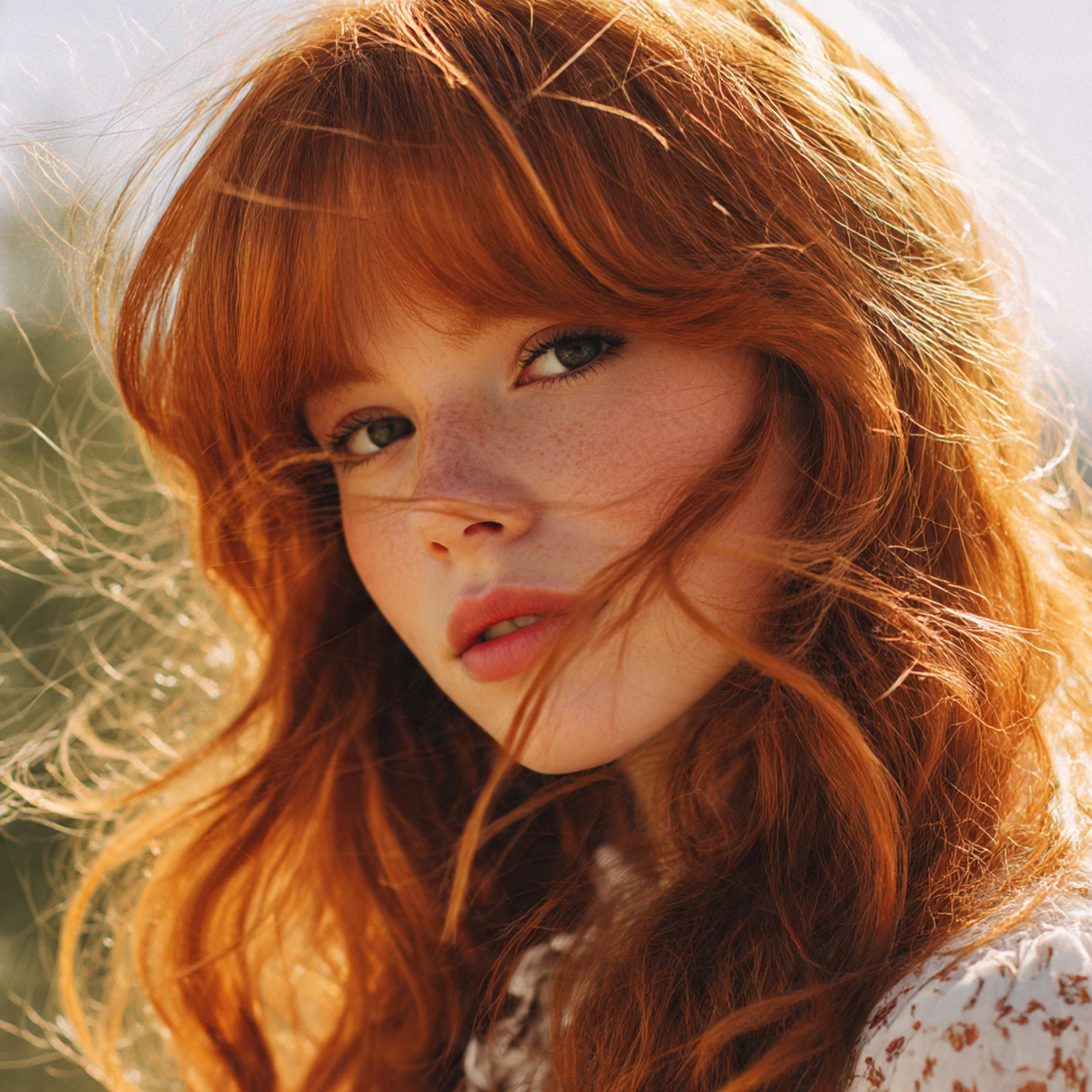 a soft and romantic ginger wolf cut