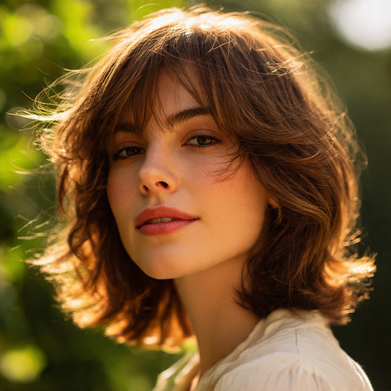 a soft faced woman with a face framing wolf