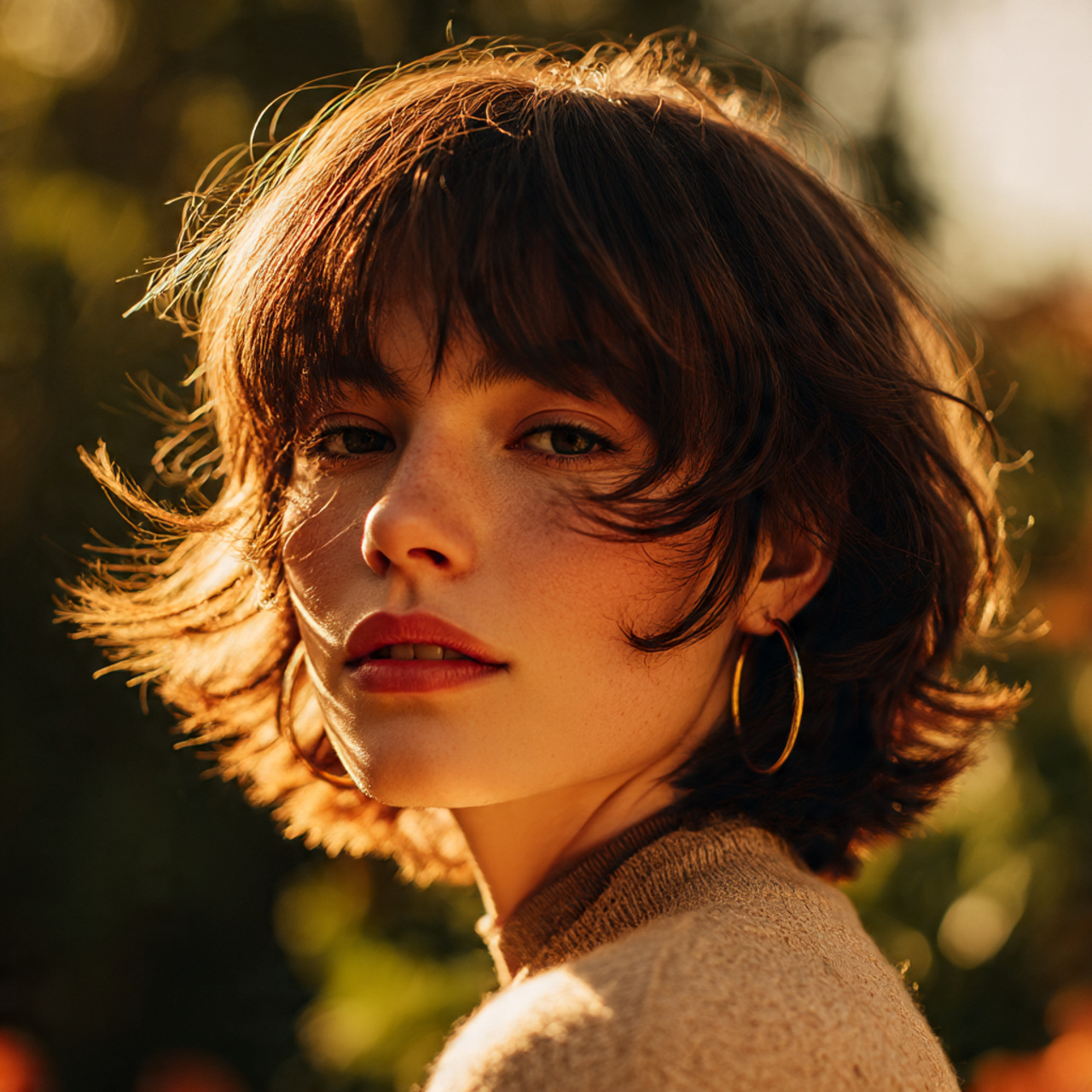 a soft feathered short wolf cut with curtain