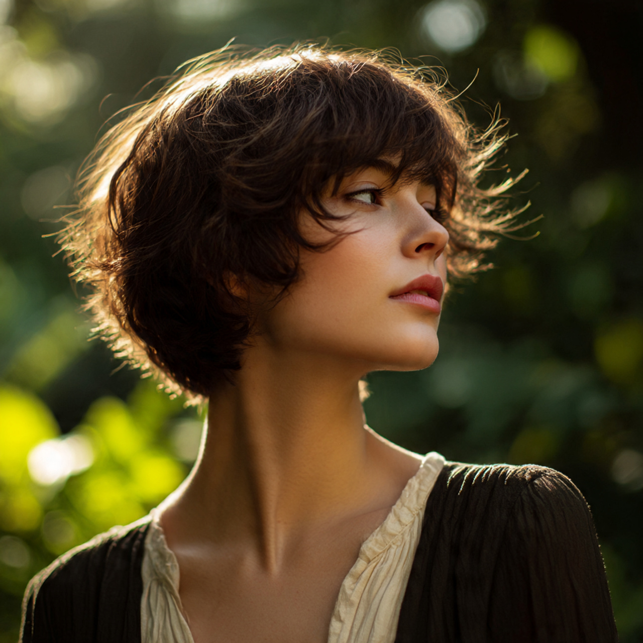 20 Short Shaggy Hair Ideas for Volume and Texture You’ll Love 18 a soft featured woman with perfectly layered face framing