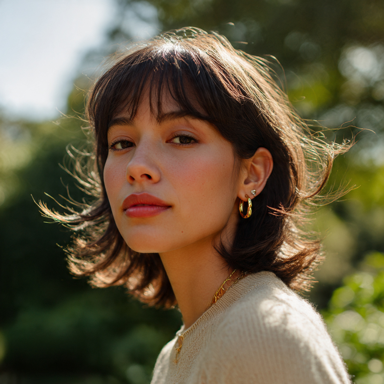 a soft feminine woman with a face framing