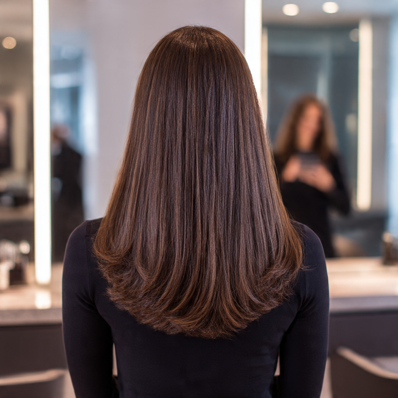 a split style blowout hairstyle showcasing smooth round