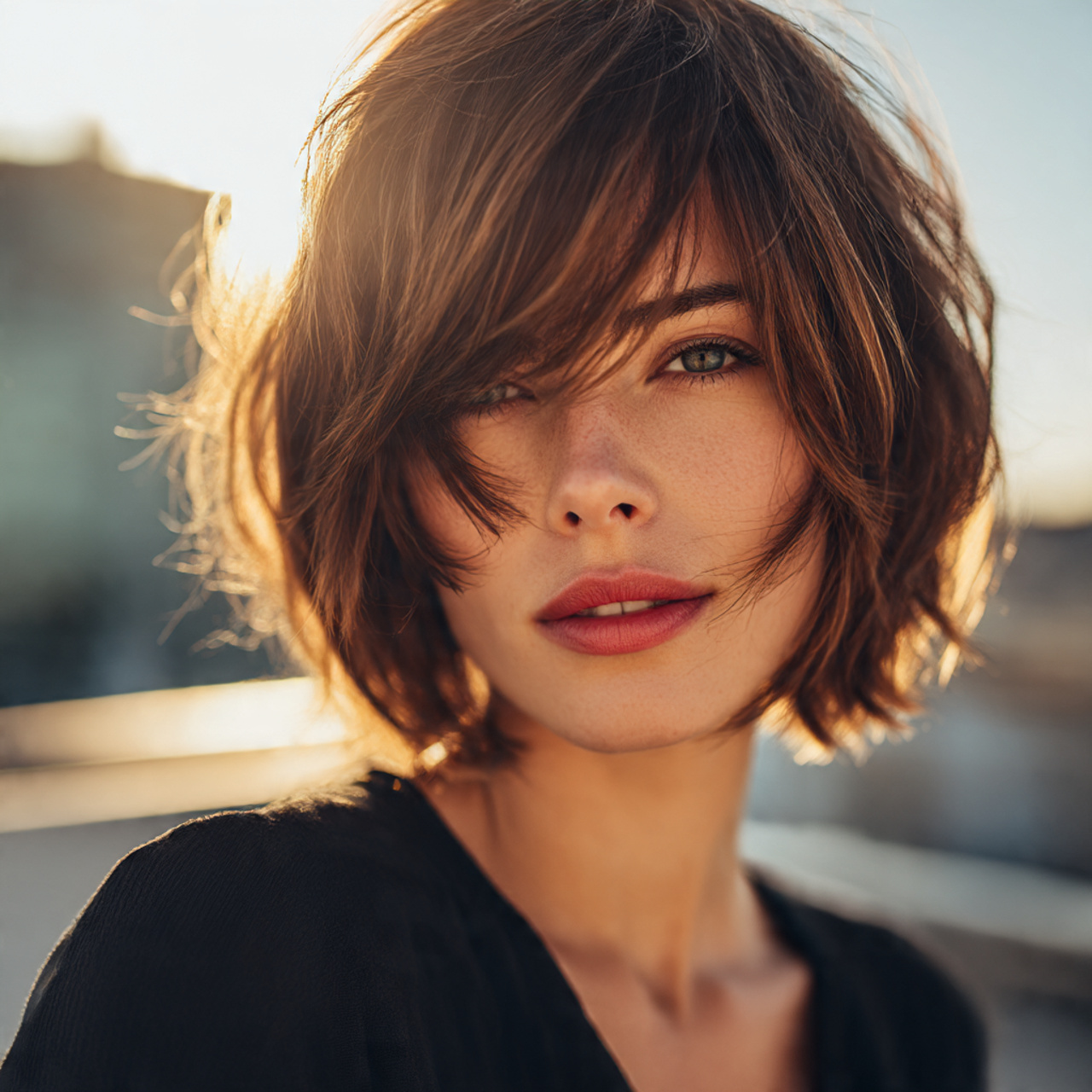 20 Shaggy Lob Ideas for a Fresh, Modern Look 6 a striking portrait of a confident woman