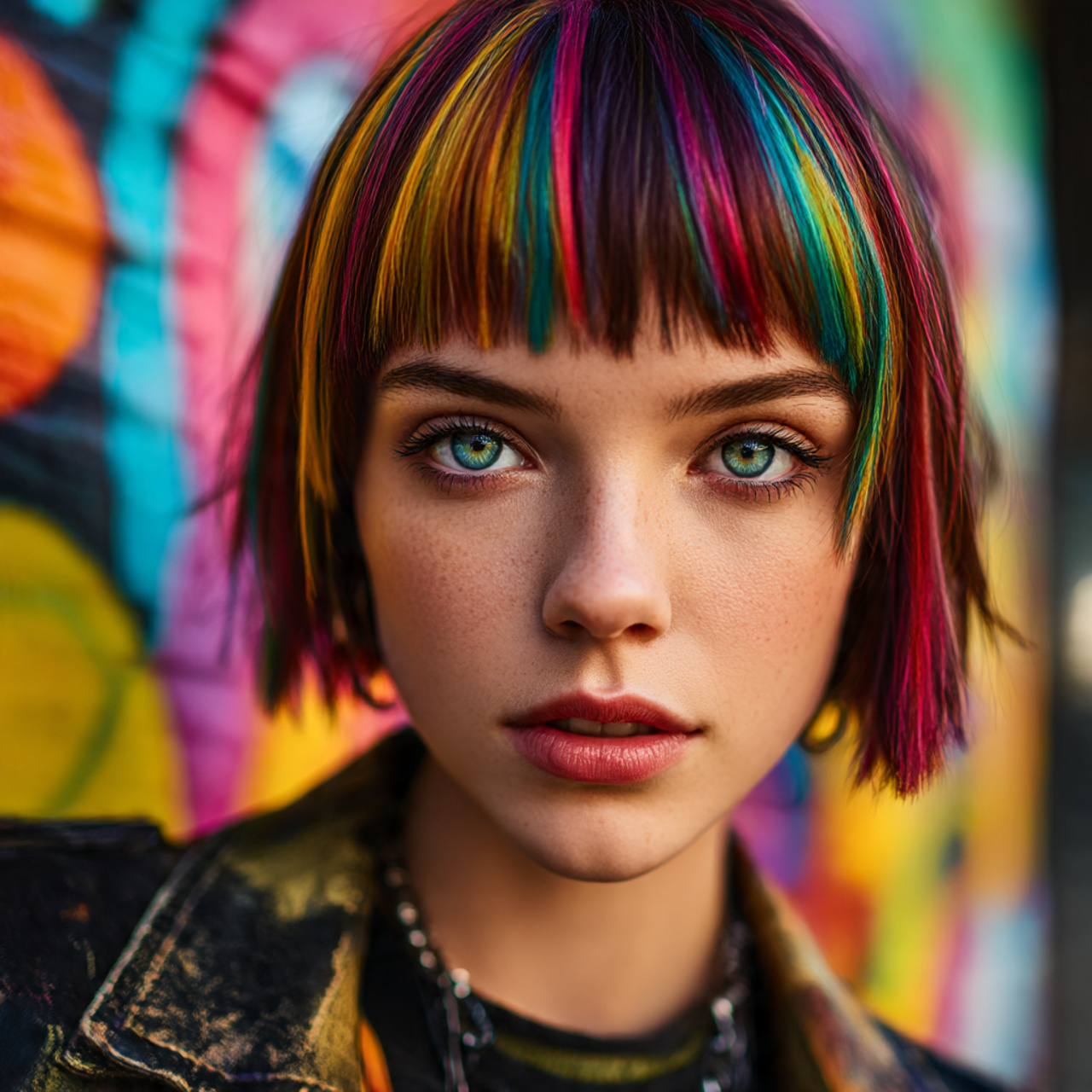 a striking ultra realistic front facing view of a