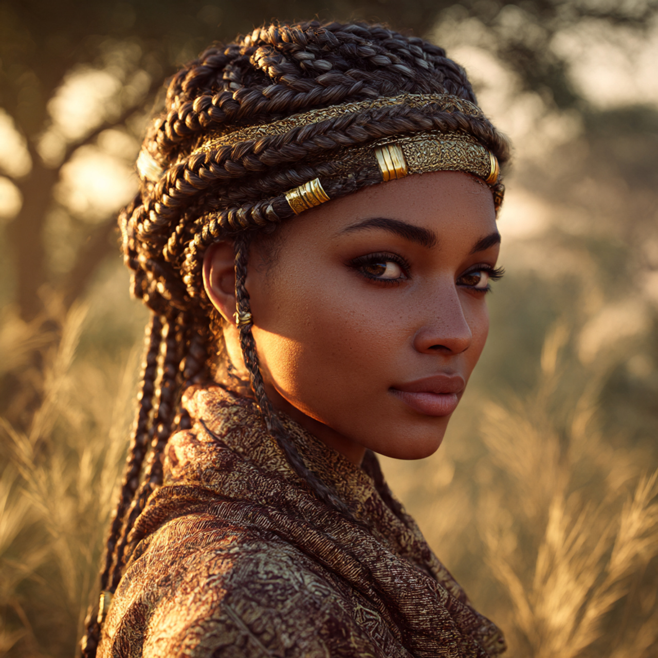 a stunning african woman with warm brown