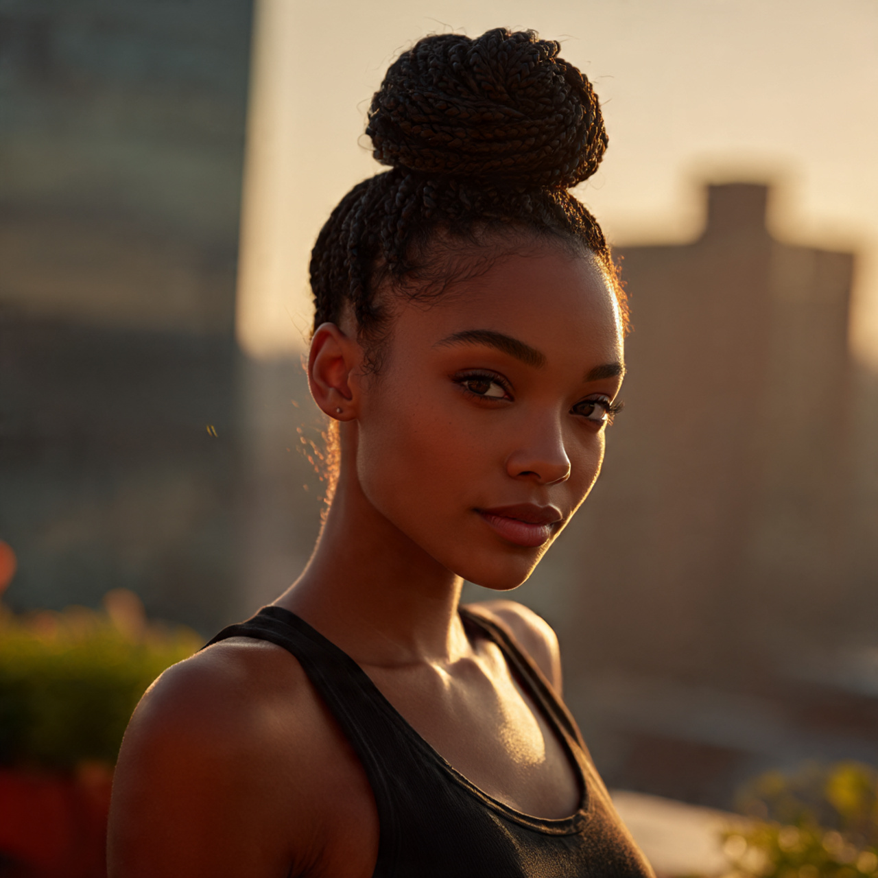 a stunning young black woman with smooth