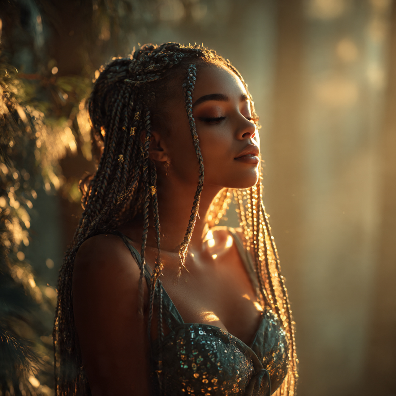 27 Stunning Micro Braid Hairstyles You Need Now! 26 a stunning young woman with flowing goddess