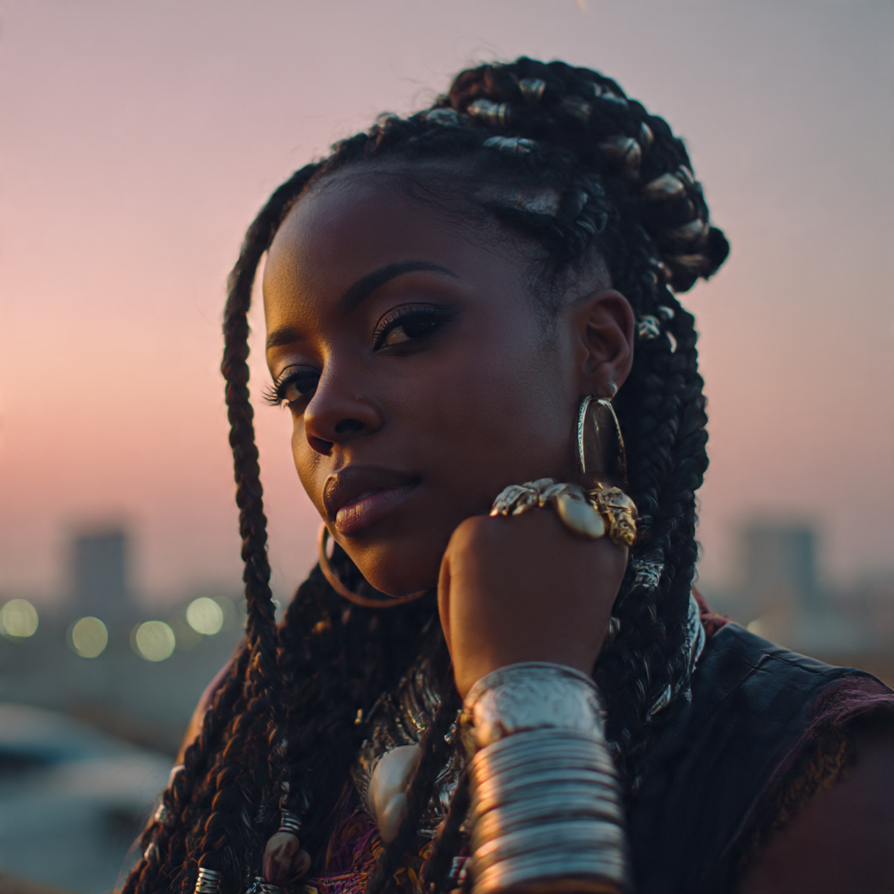 a stylish african woman with deep ebony