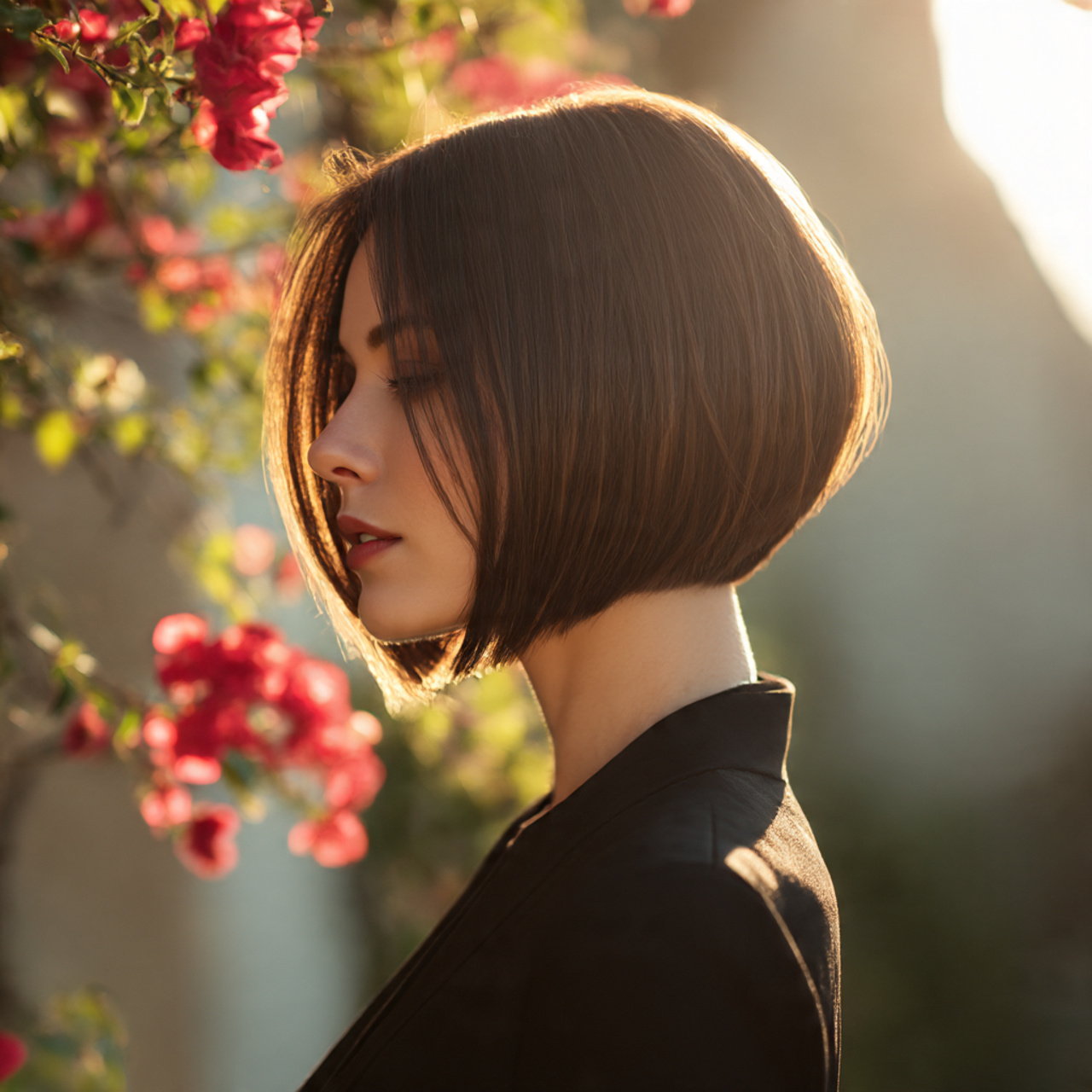 a stylish asymmetrical bob haircut on a