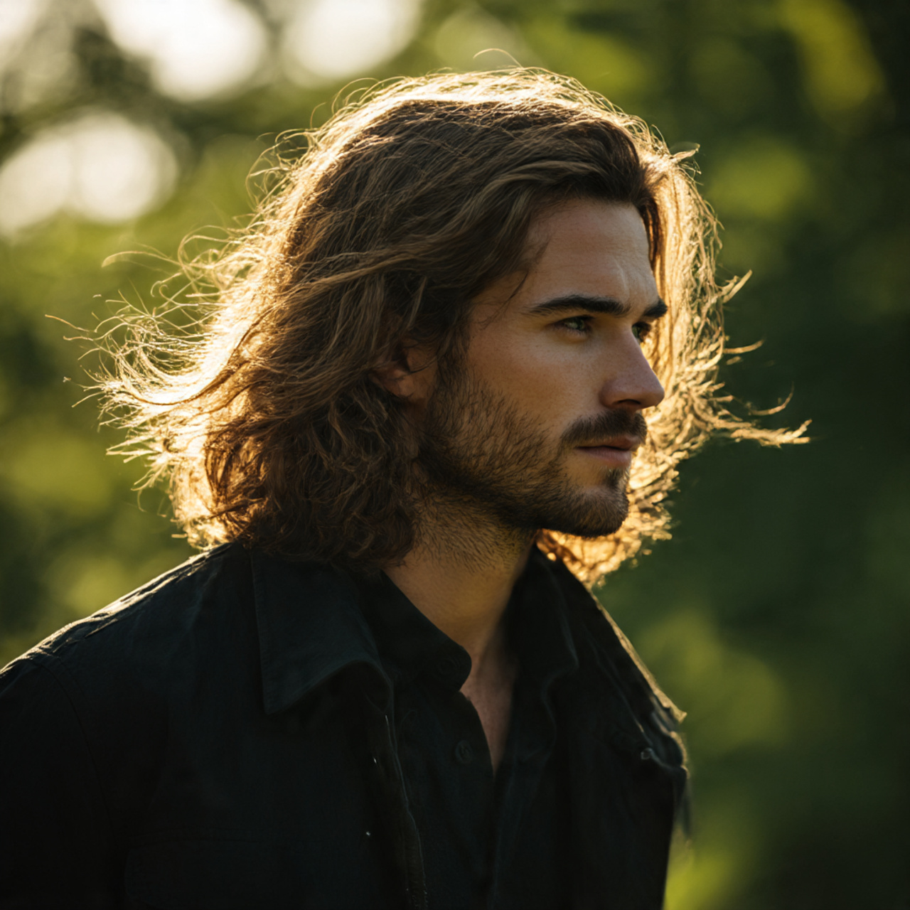 27 Best Medium Hairstyles for Men: Pro Cuts & Styling 6 a stylish man with medium length hair flowing