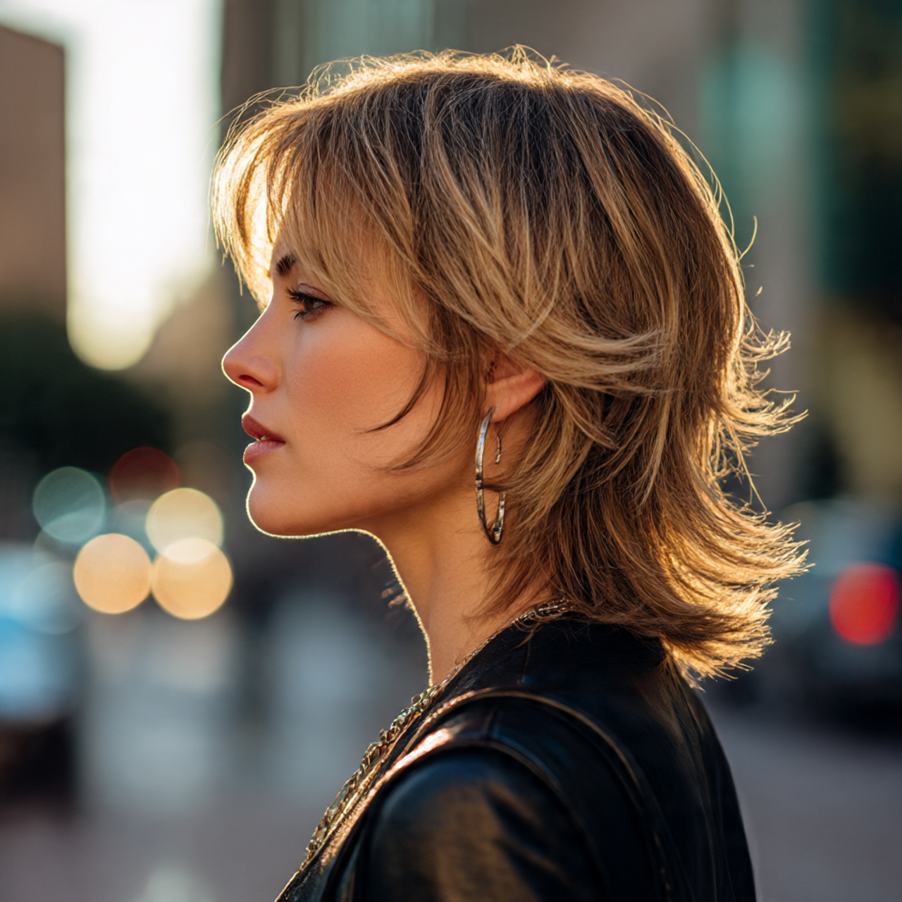 a stylish mullet wolf cut women with