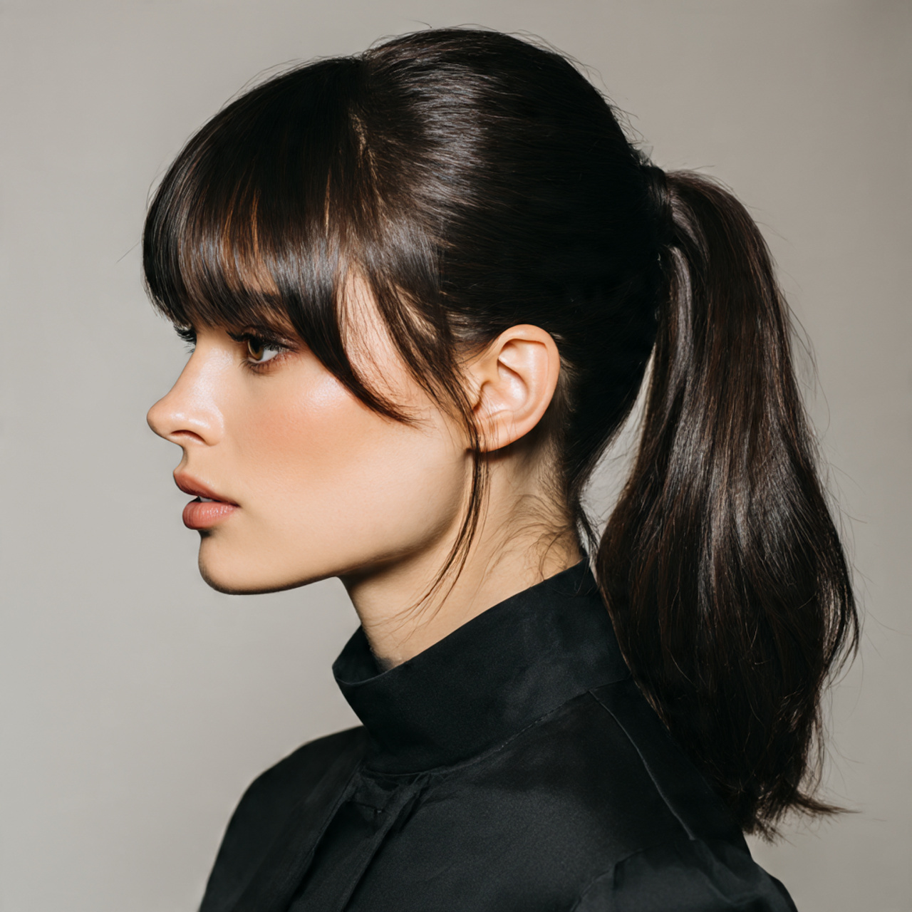 a stylish ponytail hairstyle with soft face framing 1